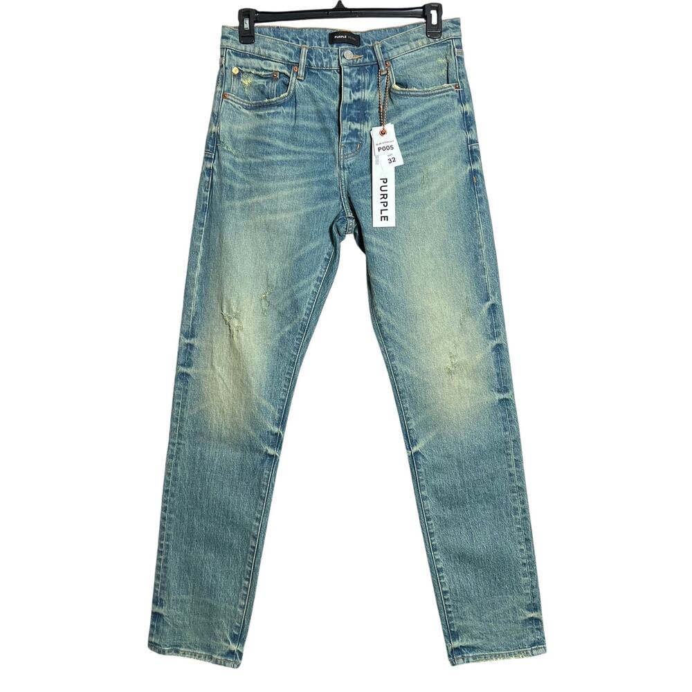 NEW PURPLE BRAND Vintage Dirty Indigo Slim Straight Jeans MENS 32 x 33 P005 NWT